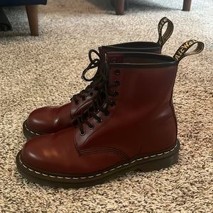 Dr. Martens 1460 Smooth Leather Lace Up Boots Size UK7/US8M/US9L in Cherry Red